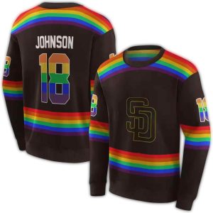 Custom San Diego Padres Rainbow Stripes All-Over Print Sweatshirt