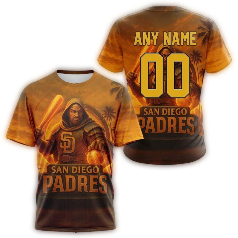 Personalized San Diego Padres Realistic AOP T Shirt 1