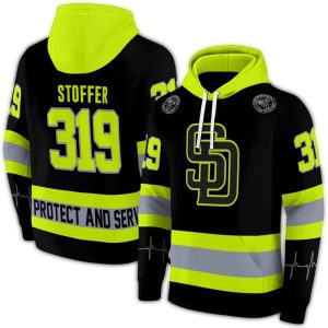 Custom San Diego Padres Black Neon Green All Over Print Hoodie