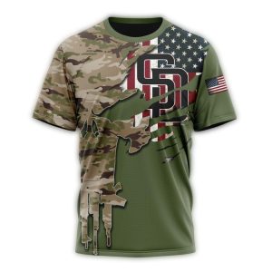 Personalized San Diego Padres Skull Punisher Camo Veterans Day T-Shirt