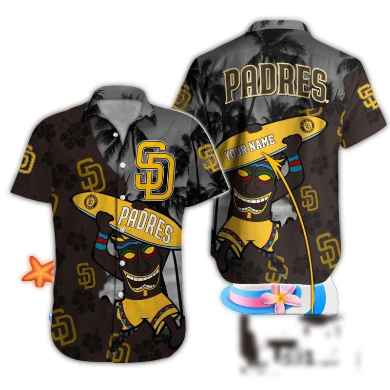 Personalized San Diego Padres Tiki Surf Hawaiian Shirt 1