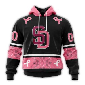 Personalized San Diego Padres Pink All Over Print Hoodie For Breast Cancer Awareness