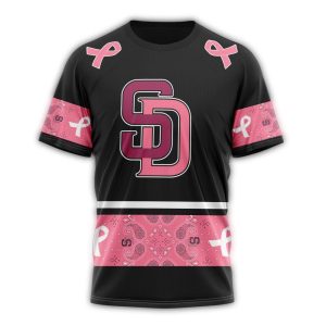 Personalized San Diego Padres Pink Breast Cancer Awareness T-Shirt
