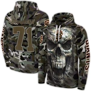 Custom San Francisco Giants Camo Skull All-Over Print Hoodie For Fans
