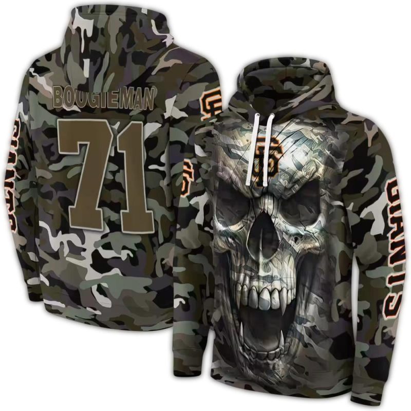 Personalized San Francisco Giants Camo Skull All over Print Hoodie 1