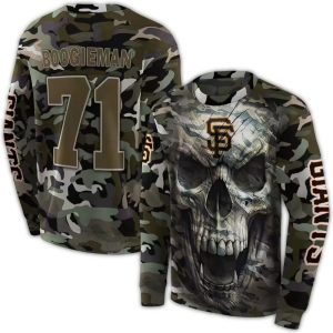 Custom San Francisco Giants Camo Skull All-Over Print Sweatshirt