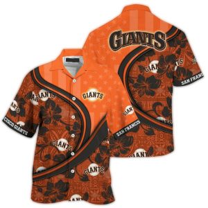 Custom San Francisco Giants Floral Us Flag Hawaiian Shirt For Fans