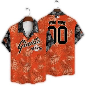 Custom San Francisco Giants Leaf Pattern Hawaiian Shirt For Fans