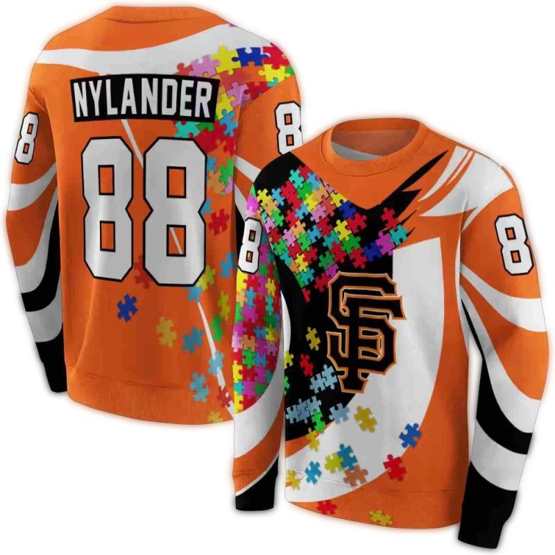 Personalized San Francisco Giants Puzzle Pieces All over Print Sweatshirt 1