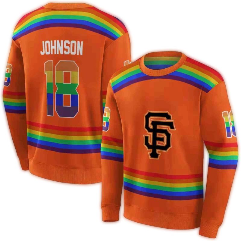 Personalized San Francisco Giants Rainbow Stripes All over Print Sweatshirt 1