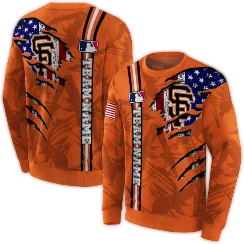 Personalized San Francisco Giants Ripped Flag All over Print Sweatshirt 1