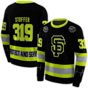 Custom San Francisco Giants Safety Motif All-Over Print Sweatshirt