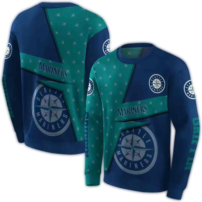 Personalized Seattle Mariners Abstract Shape AOP Sweatshirt 1