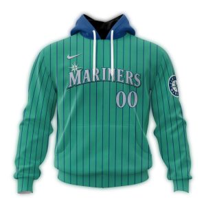 Personalized Seattle Mariners Alternate Stripe Blue All Over Print Hoodie