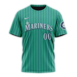 Personalized Seattle Mariners Alternate Stripe Blue All Over Print T Shirt
