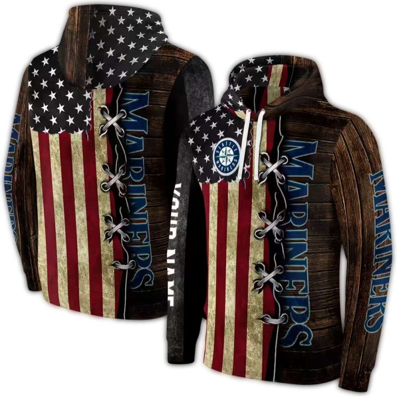 Personalized Seattle Mariners American Pride AOP Hoodie 1