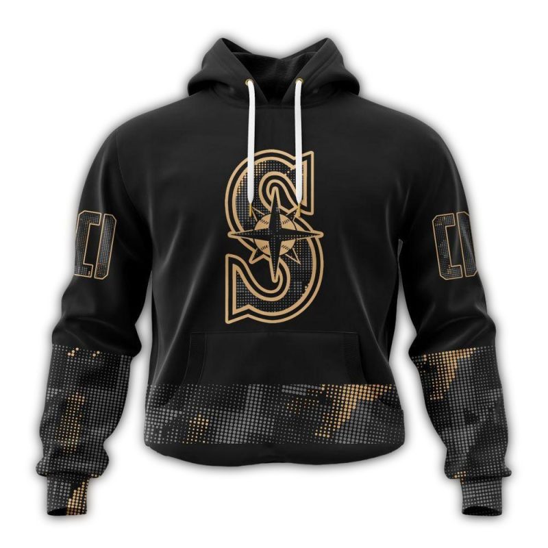 Personalized Seattle Mariners Armed Forces Day Black AOP Hoodie 1