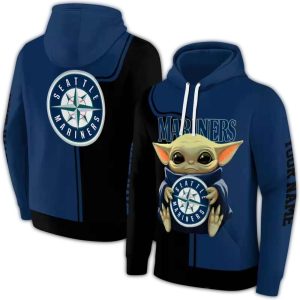 Personalized Seattle Mariners Baby Yoda All Over Print Hoodie