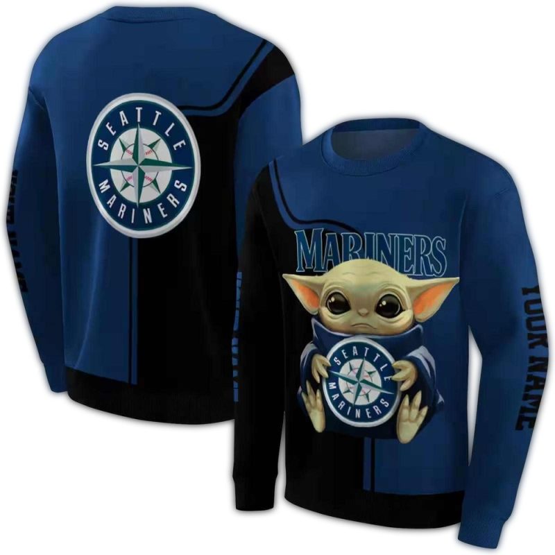 Personalized Seattle Mariners Baby Yoda AOP Sweatshirt 1
