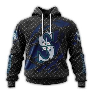 Personalized Seattle Mariners Black Metal All Over Print Hoodie