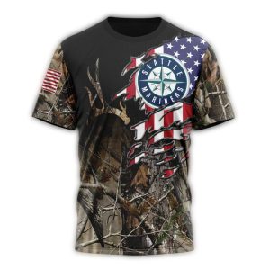 Personalized Seattle Mariners Camo Realtree Hunting All Over Print T Shirt