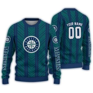 Custom Seattle Mariners Chevron Rows Ugly Holiday Sweater