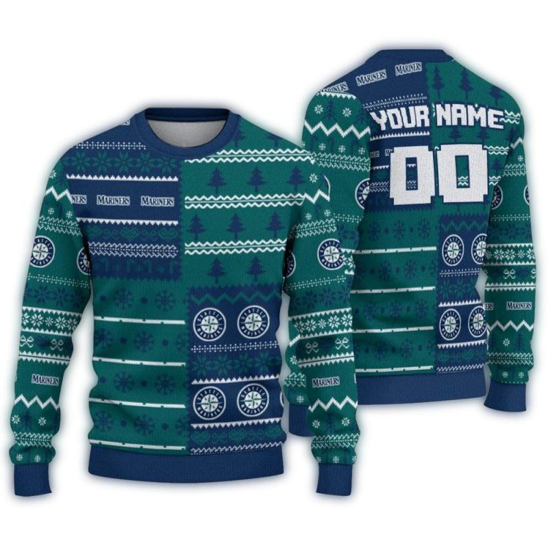 Personalized Seattle Mariners ChristmasTree Bands Ugly Sweater 1