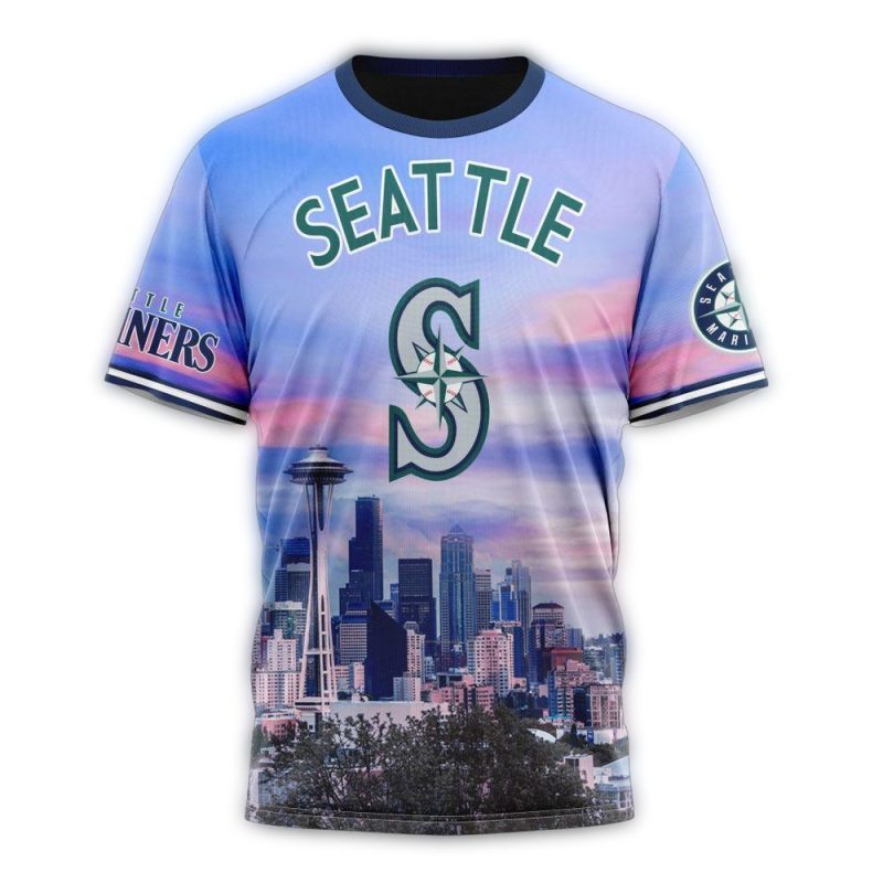 Personalized Seattle Mariners Cityscape AOP T Shirt 1