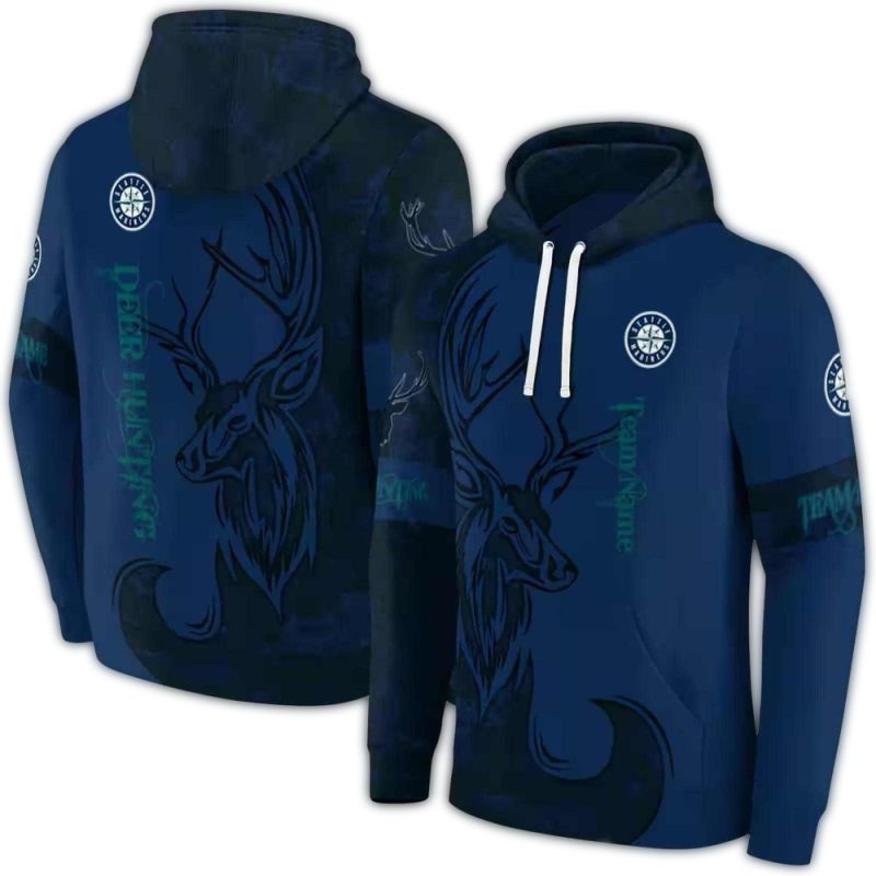Personalized Seattle Mariners Deer Silhouette AOP Hoodie 1