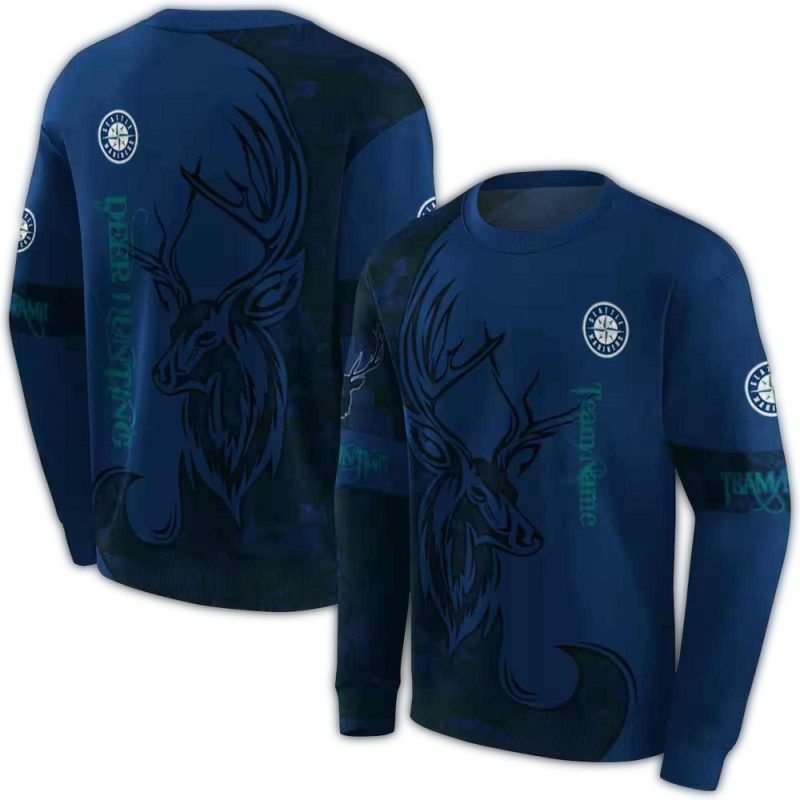 Personalized Seattle Mariners Deer Silhouette AOP Sweatshirt 1