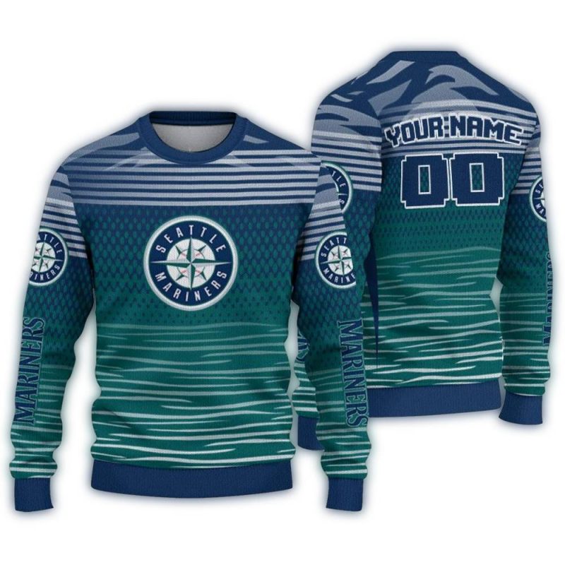Personalized Seattle Mariners Diamond Mesh Ugly Sweater 1