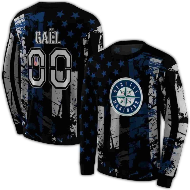 Personalized Seattle Mariners Distressed Flag AOP Sweatshirt 1