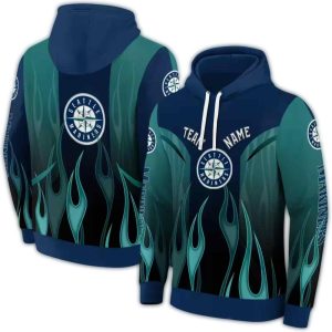 Personalized Seattle Mariners Flame All Over Print Hoodie