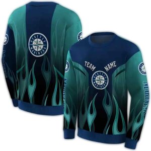 Personalized Seattle Mariners Flame All Over Print Sweatshirt