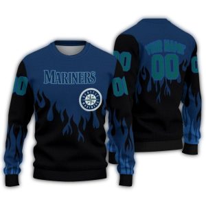 Custom Seattle Mariners Flame Outline Sweatshirt For Fans