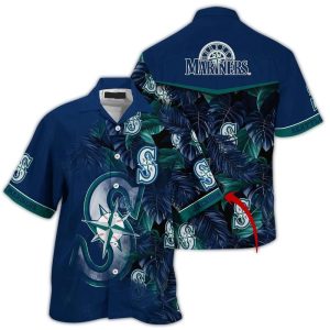Custom Seattle Mariners Floral Leaf Pattern Hawaiian Shirt For Fans