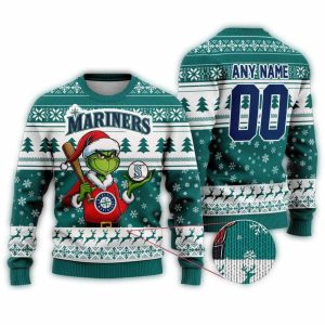 Custom Seattle Mariners Grinch Baseball Christmas Ugly Sweater