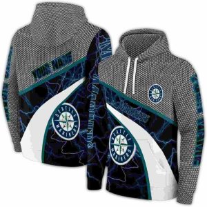 Personalized Seattle Mariners Hexagonal Mesh All Over Print Hoodie