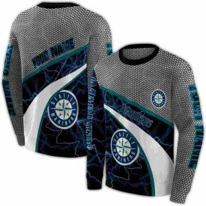 Personalized Seattle Mariners Hexagonal Mesh All Over Print Sweatshirt