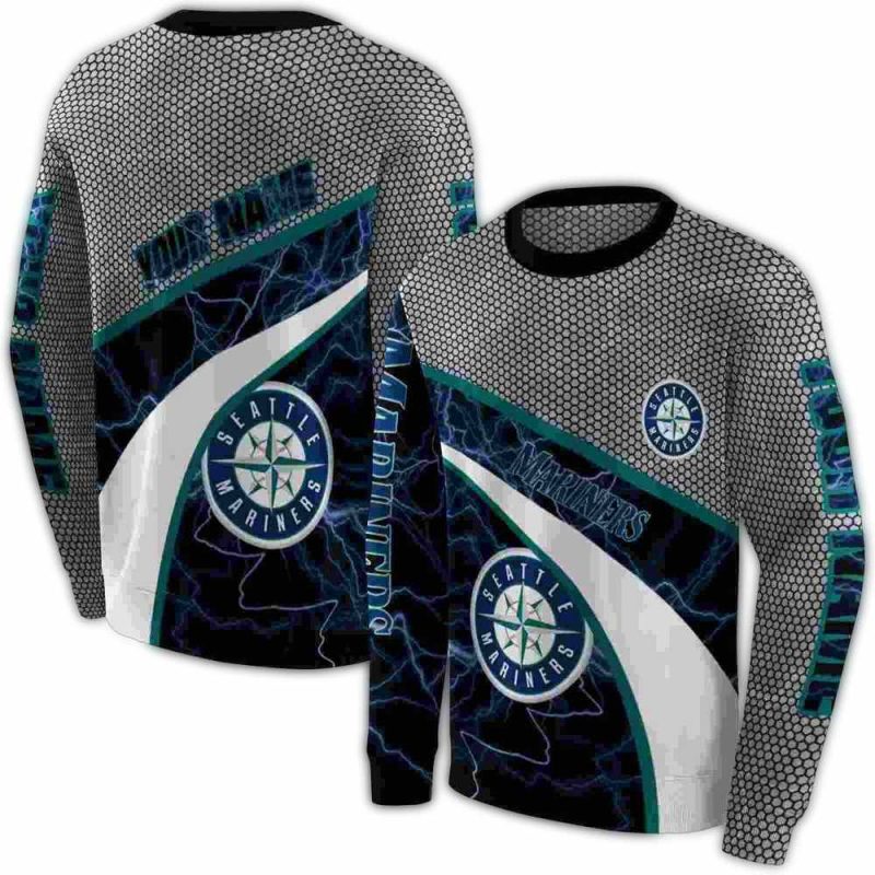 Personalized Seattle Mariners Hexagonal Mesh AOP Sweatshirt 1