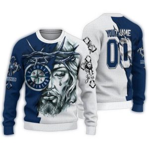Personalized Seattle Mariners Jesus Tears Christmas Sweater For Fans