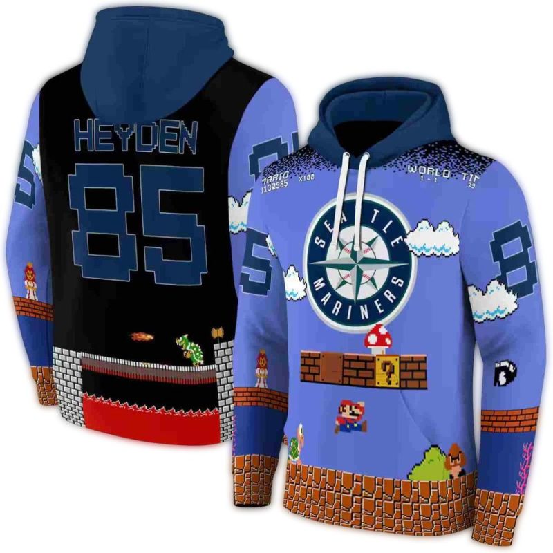 Personalized Seattle Mariners Mario AOP Hoodie 1