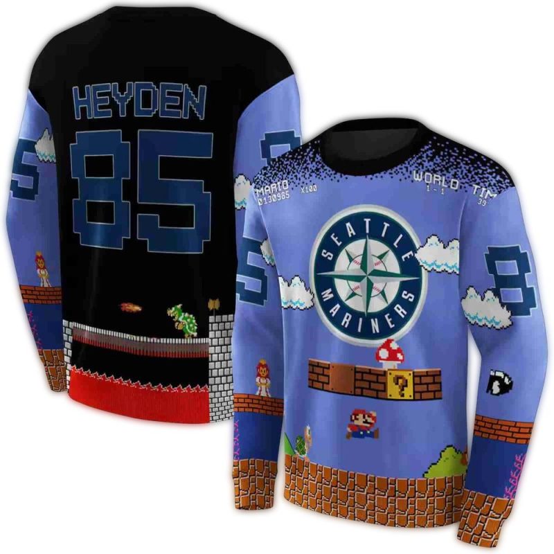 Personalized Seattle Mariners Mario AOP Sweatshirt 1