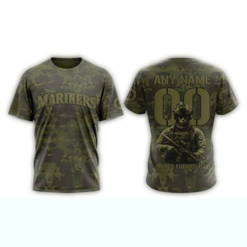 Personalized Seattle Mariners Military Appreciation Month AOP T Shirt 1