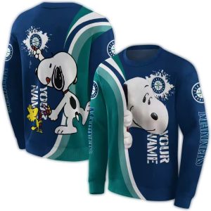 Personalized Seattle Mariners Peeking Snoopy All Over Print Sweatshirt