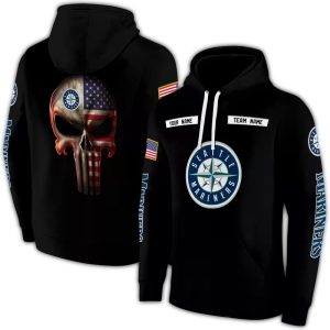 Personalized Seattle Mariners Punisher Skull All Over Print Hoodie
