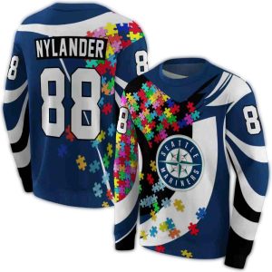 Personalized Seattle Mariners Puzzle Pieces All Over Print Sweatshirt