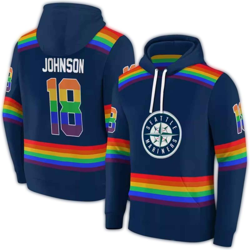 Personalized Seattle Mariners Rainbow Stripes AOP Hoodie 1