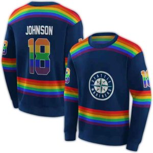 Personalized Seattle Mariners Rainbow Stripes All Over Print Sweatshirt