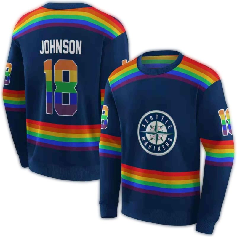 Personalized Seattle Mariners Rainbow Stripes AOP Sweatshirt 1